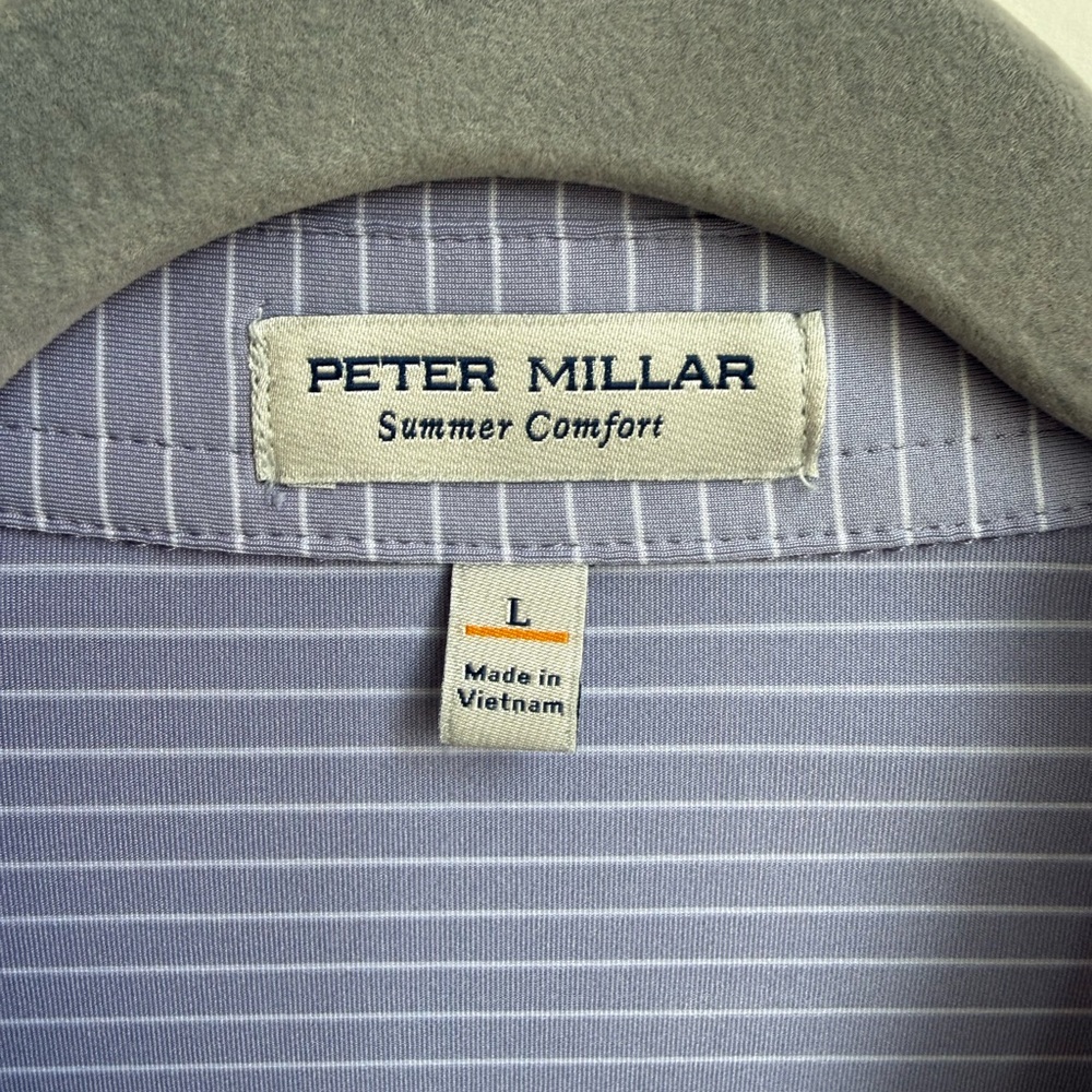 Peter Millar Men’s Lavender Striped Performance Polo - Picture 3 of 6